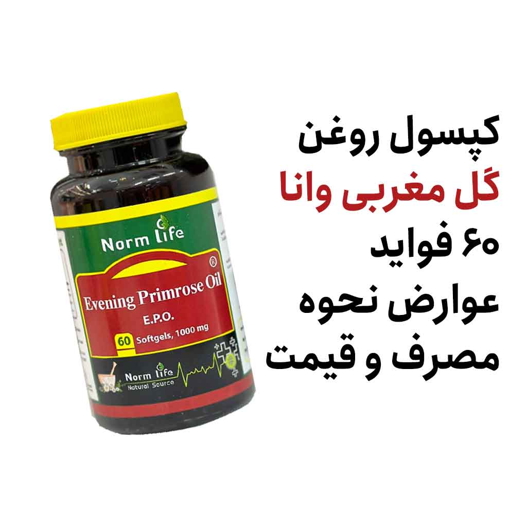 کپسول روغن گل مغربی وانا ۶۰ فواید عوارض نحوه مصرف و قیمت