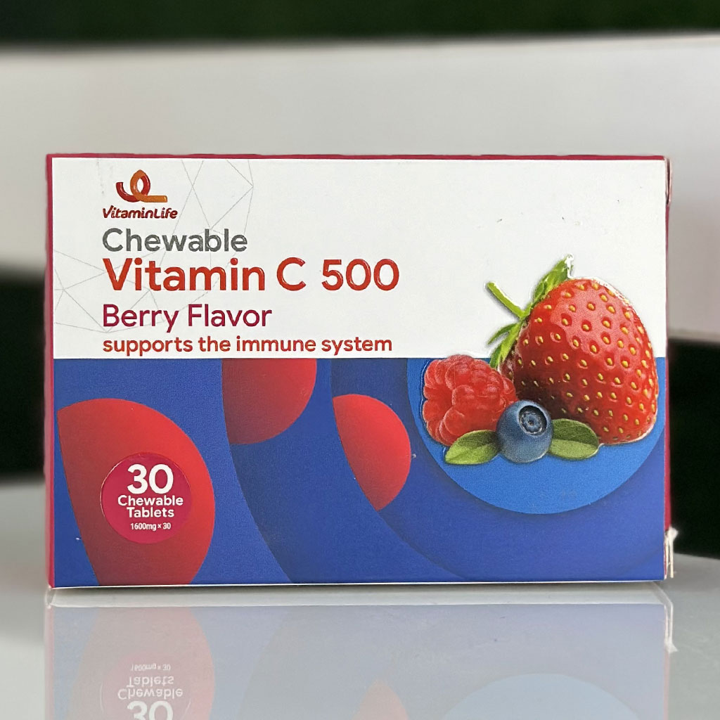 قرص جویدنی ویتامین C 500 میلی‌گرم ویتامین لایف 30 عددی اورجینال